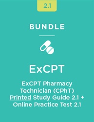 Stock photo representing ExCPT Pharmacy Technician (CPhT) Printed Study Guide + Online Practice Test 2.1